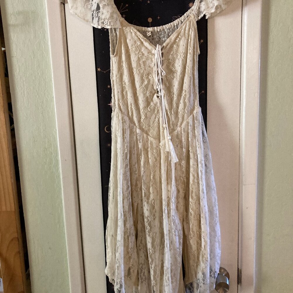 Spell White Lace-Up Midi Dress - Picture 2 of 4